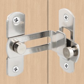 90 Degree Door Lock, Pack of 2 Sliding Door Lock, Sliding Door Lock with Screws, Stainless Steel Gate Latch, Right Angle Buckle, for Door, Indoor, Outdoor, Barn, Window, Cabinet (Silver)