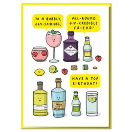 to A Bubbly, Gin-spiring, All Round Gin-credible Friend! Funny Birthday Gin Card