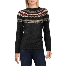 Weatherproof clásico Suéter cálido con cuello redondo para mujer, Azul Marino, L