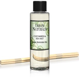 Urban Naturals Cucumber Sea Salt Reed Diffuser Oil Refill Kit | Fresh, Crisp Cucumber, Agave Leaves & Sea Salt | Essential Oil Room Scent + Replacement Reed Sticks | Made in The USA