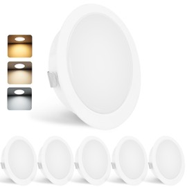 YindaLux Set of 6 LED Recessed Spotlights 230 V 3 W 3000 K Warm White 4000 K Neutral White 6000 K Cool White LED Spot Ultra Flat 300 LM Bore Hole 55-58 mm and 15 mm Flat IP44 Recessed Furniture Spotlights, White