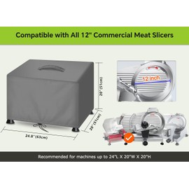 Meat Slicer Dust Cover for 12" Commercial Slicers, 24" L x 20" W x 20" H, Compatible with KWS, VEVOR, LEM, and All Table Top Electric Slicer with 12 inch Blade - XL, Grey