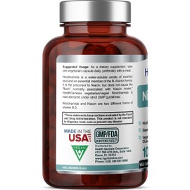 B-3 Nicotinamide 500 mg 100 Vcaps - Nicotinic Amide Niacin Natural Flush-Free Vitamin Formula - Supports Skin Cell Health