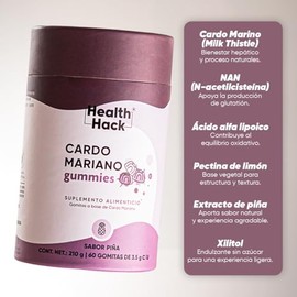 Cardo Mariano 60 Gomitas para Adulto Milk Thystle Sin Azúcar Health Hack