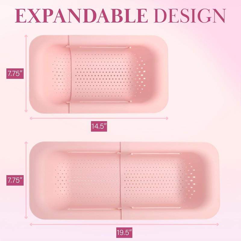 Paris Hilton Over the Sink Expandable Colander, Extendable Strainer, Adjustable