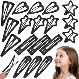 Beaupretty 18 Pcs Black Snap Hair Clips Metal Snap Hair Clip Star Heart Shaped Snap Barrettes Non Slip Hair Clips for Girls Women for Hair Styling