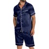 AIYINO Men's Silk Satin Pajamas Sets Short Sleeve Sleepwear Button-Down