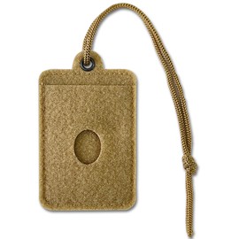 Tactical Molle Hanging ID Card Badge and Patch Holder with Hook & Loop Surface and Draw Cord(Khaki)