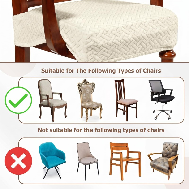 Large Jacquard Dining Room Chair Seat Covers with Armrest Dining