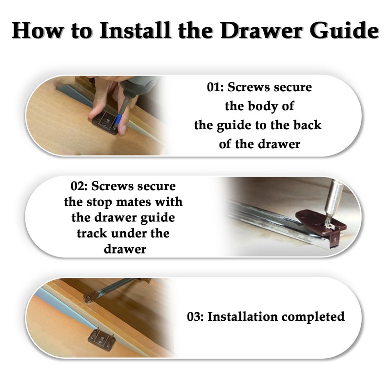 Plastic Drawer Slides Guides Stopper Brown Slides Track Replacement Parts