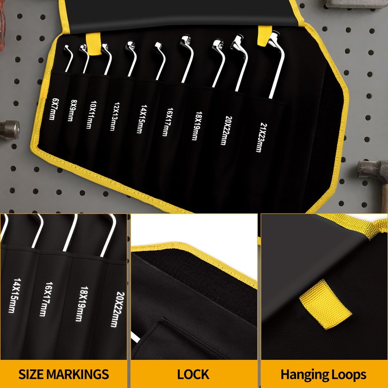 GRENPRO Wrench Set, Offset Wrench Set Metric and Standard, 10PC
