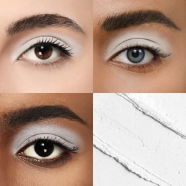 Color Mirror Longwear Cream Eye Shadow Sticks(64 Snowflake Matte), Smudge-Proof, Waterproof Eyeshadow,Silky Formula Matte With Makeup Brush,Pure White Eyeshadow Stick