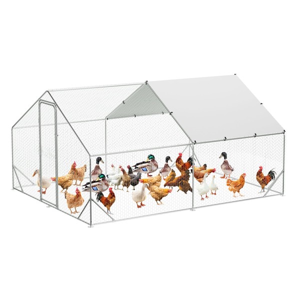 GarveeLife Large Chicken Coop Run, Metal Hen House with Anti-Ultraviolet
