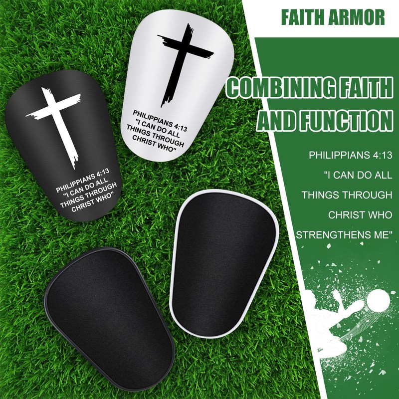 2Pairs Mini Shin Guards Soccer 3.35 x 2.36Inch Christian Faith