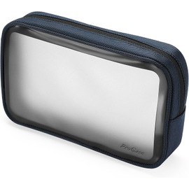 ProCase TSA Approved Travel Toiletry Bag Pouch, Matte Clear Travel Organizer Airport Carry-On Checkpoint Airline Compliant Storage Bag for Toiletries Liquids Creams and Cosmetics -Navy