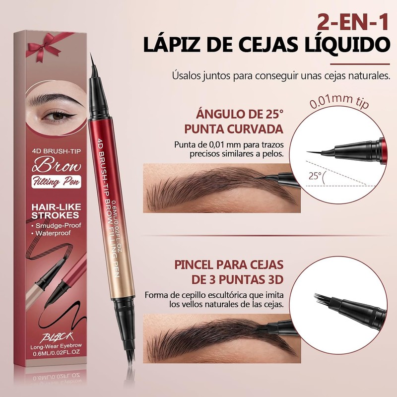 Lápiz Líquido para Cejas Erinde Doble Punta 4D – Perfilado