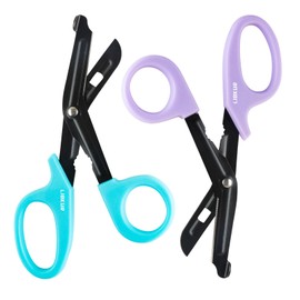 LIBKUR Bandage Shears Medical Scissors Trauma Shears for ER Nurse Premium Quality Stainless Steel Shear 7.5" Fluoride Coated Non-stick Blades Nursing Scissors for Doctor (Purple Blue)