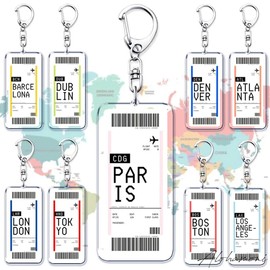 [ALOHAMONI] BOARDING PASS Flight Keychain Acrylic Key Holder Airport Route Airplane Ticket Air Travel Boarding Pass PASSENGER FLIGHT AIRPORT (HONOLULU)