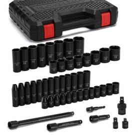 AIRTOON 1/2-Inch Drive Impact Socket Set, 49 Piece Deep & Shallow Metric Socket Set 8mm to 32mm, 6 Point, CR-V Steel for Auto Repair, Easy-to-Read Size Markings, Rugged Construction, Storage Case