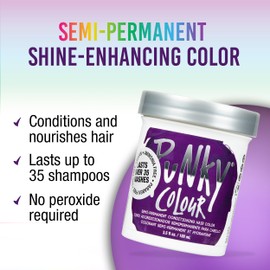 Punky Purple Semi Permanent Hair Color - Vegan & Cruelty-Free Conditioning Purple Hair Dye, Lasts Up to 35 Washes, 3.5 fl oz