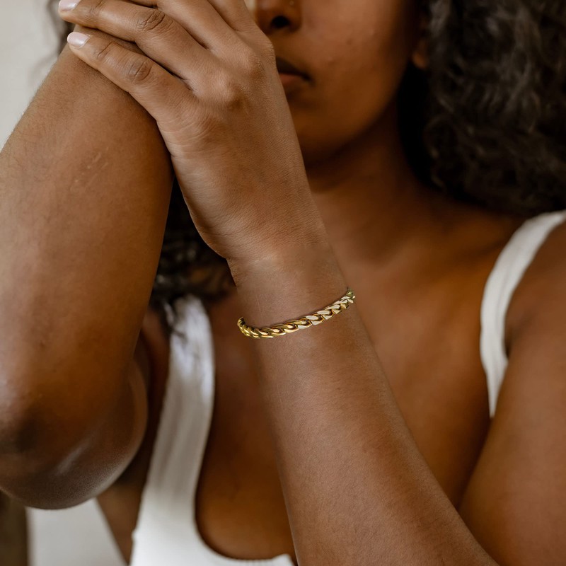 murtoo Mens Stainless Steel Bracelet, Gold Cuban Link Bracelets for