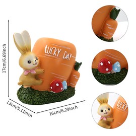 Rabbit with Carrot Pencil Holder Cute Bunny Pen Container Pencil Cup Animal Pen Holder Desktop Organizer Makeup Brush Holder for Home Office Decoration Christmas Easter Kid Back to School Student Gift