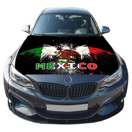 Mexico Flag Car Hood Cover Stretch Polyester Protector 4X5 Ft Automotive Hood Covers for Saloon SUV Pickup Trucks
