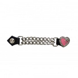 3-Pack Pink Heart With Chrome Rose Vest Extenders-Leather-Snap On Button