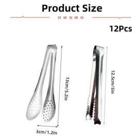 Jindizi 12 Pack Premium Small Serving Tongs, Stainless Steel Mini Tongs， Small Sugar Tongs Tiny Kitchen Tongs, Serving Appetizers Tongs for Party Coffee Tea Wine Ice Salad Desserts Etc.