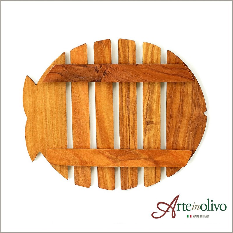 [arteinolivo] Olive Wood Trivet, (Fish)