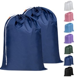 Polecasa Heavy Duty Large Laundry Bag with 130gsm Tear Resistant Fabric and Handles, Easy to Carry Dirty Clothes Drawstring Bag,Perfect for College Dorm, Travel, 2 Pack 28”x36”, Navy