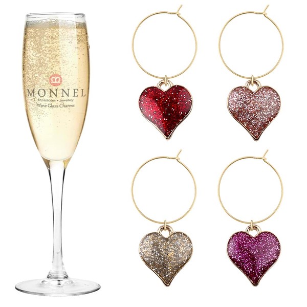 Monnel P501 Assorted Little Heart Love Pendants Wine Charms Glass