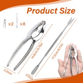 10 Pieces Seafood Tool Stainless Steel Set, 2 Pieces Nutcracker and 8 Pieces Nut Forks, Nut Cracker Multifunctional, Seafood Lobster and Crab Tool Set for Walnuts, Hazelnuts, Other Crustaceans