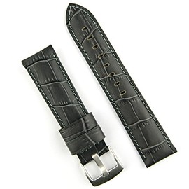 B & R Bands 22mm Gray Gator Leather Watch Band Strap (Long Length)