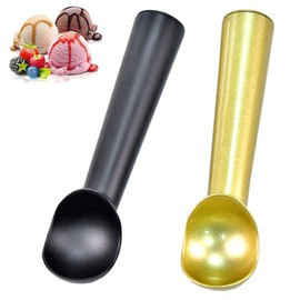 2 Pcs Ice Cream Scoop Icecream Scoop i e Cream Scoop Nonstick Anti-Freeze One Piece Aluminum Scooper Spoon, Heavy Duty Gelato, Cookie Dough, Sorbet, Almond, Melon Balls（Black Gold）