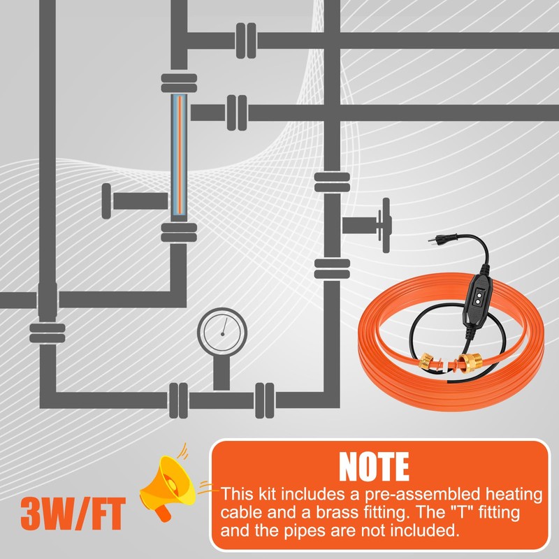 Relaxweex 50 Ft In Pipe Heating Cable Prevents from Freezing,