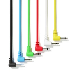 ExcelValley - Right Angle Mono Modular Patch Cables TS 3.5mm 1/8 inch Eurorack Synthesizer [6A-Pack | 10 cm - 3.94"]