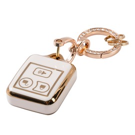 Rislobx Car Key Fob Cover Fit for Ford, Lincoln, Mercury, Mazda, Key Case Protector with Key Ring (3 Button White)