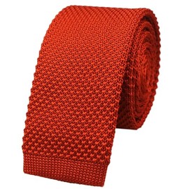 Men Deep Orange Narrow Retro Ties Rust Autumn Stylish Textured Elegant Neckties For Groomsmen