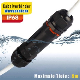 AmzKoi Kabelverbinder Wasserdicht, Kabelverbinder IP68 3-Polig fr ?1-13 mm Kabeldurchmesser, 5 Stck Verteilerdose Au?en Erdkabel Abzweigdose Garten Kabelmuffe Verbindungsmuffe Verbindungsbox