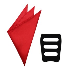 GHTIYLP Pocket Squares for Men Solid Color Mens Handkerchiefs with Pocket Square Holder for Wedding Accessory Party (Red)