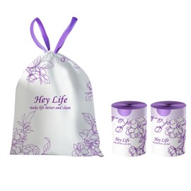 Small Trash Bag Strong, Drawstring Plastic Garbage Bags, Leakage Free Thicken Rubbish Bag for Small Trash Can (Purple Flowers)