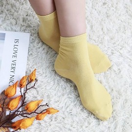 Neat 3 Pairs Korean-Made 23cm Women's Crew Socks All-Season Socks White 1 Melange Grey 1 Melange Yellow 1 Pair 5ea