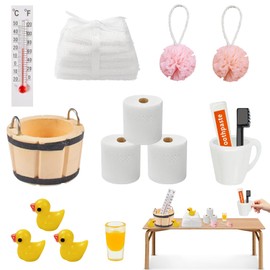 Gnome Accessories Christmas, 15 Pieces Gnome Accessories Bath Set, Miniature Dollhouse Accessory Set, Mini Accessories Gnome, Gnome Wash Set, Bath Utensils for Gnome Door, Christmas Decoration