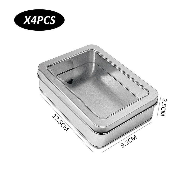 MEMOFYND 4 Pieces of Fully Open Window Empty Boxes, Tinplate