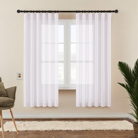 DaysU White Sheer Curtains 72 Inches Long for Living Room Bedroom,Back Tab Hooks Pleat Semi Privacy Light Filtering Sidelight French Door Curtain Drapes 72 in Length 2 Panels Set
