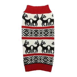 Lanyar Dog Reindeer Holiday Pet Clothes Sweater for Dogs Puppy Kitten Cats, Classic Red