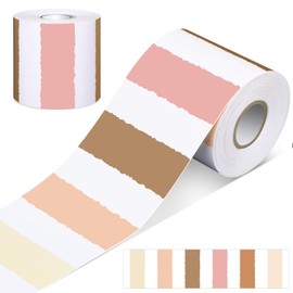 Zonon 65 Feet Boho Brown Stripe Bulletin Board Border for Classroom Decoration Pastel Pop Stripe Straight Rolled Border Trim Decorative Bulletin Sticker School Chalkboard Home Office Party Decor