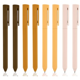 BAYTORY 8Pcs Colored Gel Pens, 0.5mm Fine Point Multicolored Ink Pen，Colorful Pens Smooth Writing for Note Taking and Marking Supplies (Khaki)