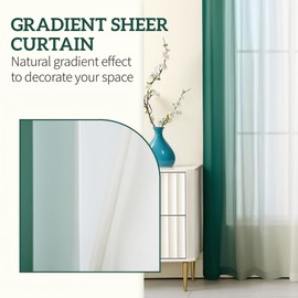 Hynathi Set of 2 Chiffon Ombre Sheer Curtains, Gradient Window Curtain Panels Drapes, Grommet Top Semi Sheer, Voile Window Treatment for Girls Bedroom, Living Room, Patio Door, 52 x 63 in, Dark Green